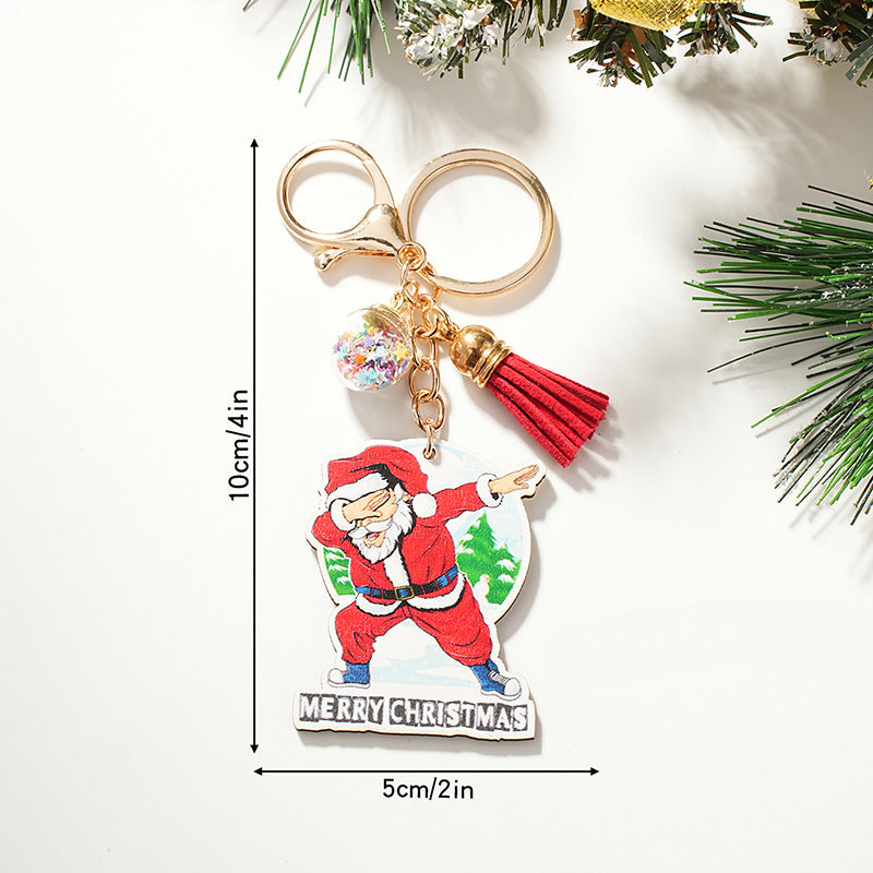 Wholesale Creative Santa Claus Christmas Gifts Wooden Cartoon Keychain